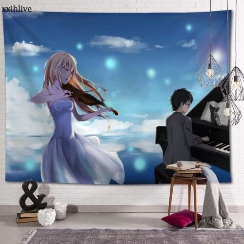 Anime Your Lie in April Tapestry Customizable Bohemian Wall Hanging Room Carpet HD Tapestries Art Home Decoration Accessories
