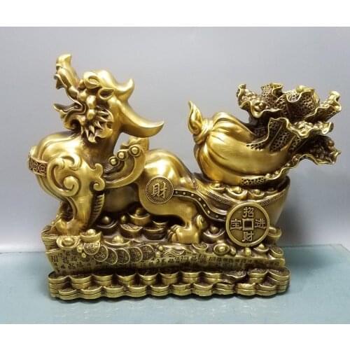 China Feng Shui Seikos brass wealth auspicious pixiu statue Carving pixiu Pull cabbage Pixiu Send money and make money