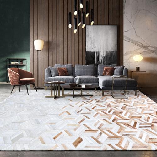 American style cowhide patchwork rug , big size genuine cow skin fur carpet, New Year decorative living room rug