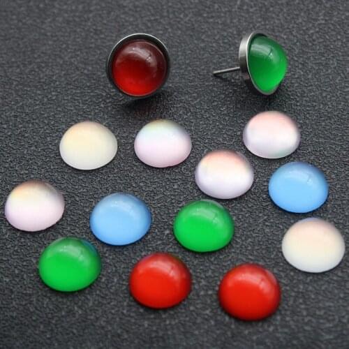 Round Flat back Resin Cabochons Beads Fit 4 6 8 10 12 mm Cameo Cabochons for DIY Earring Jewelry Making Findings Supplier