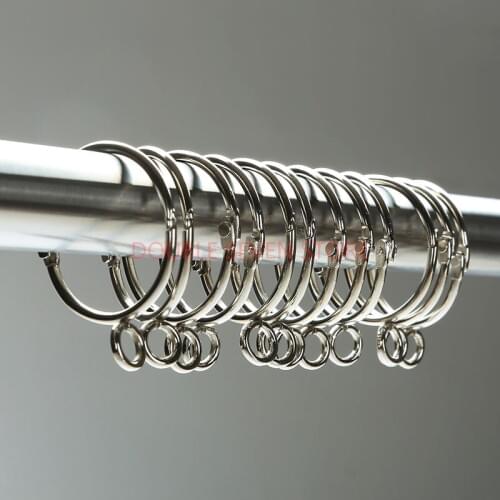 12Pcs 5cm Stainless Steel Round Circular Shower Curtain Hooks Rings Anti Rust Silver Hinges Closure Mechanism Durable Slideable