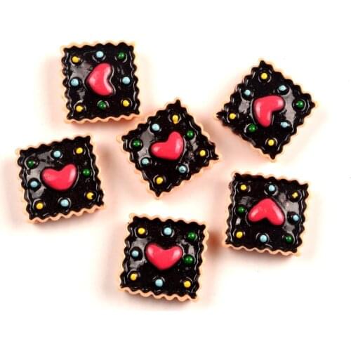 LF 20Pcs 18X18mm Cute Black Square Resin Cabochon Flatback Decoration Crafts Embellishments For Scrapbooking Diy Accessories