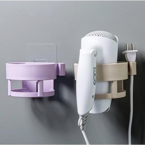 Multifunctional Adhesive Hair Drier Organizer Seamless Bathroom Shelves Storage Rack Plastic Hair Dryer Holder Toilet Rack