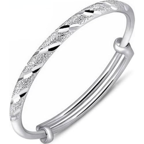 Fashion Silver Plated Womens Cuff Bangles Meteor Shower Adjustable Lucky Bangles Retro Party Jewelry Charm Girl Birthday Gift