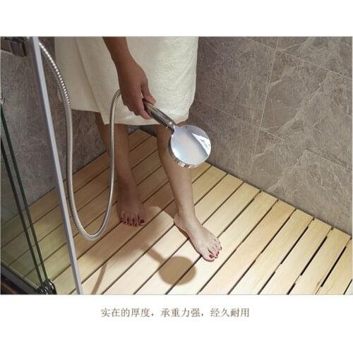 Custom bathroom wood floor shower room non-slip wood floor mat anti-corrosion wood pedal water pad bath wooden mat
