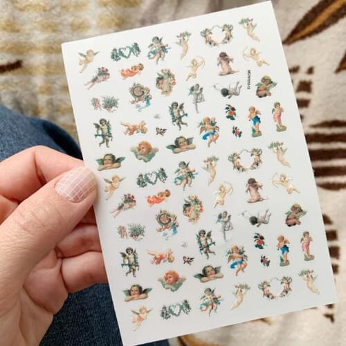 1 Sheet 12.3*8.7cm Angel 3D Back Glue Nail Art Sticker Flower Nail Decoration DIY Adhesive Decal Nail Ornament Stickers Tr#027