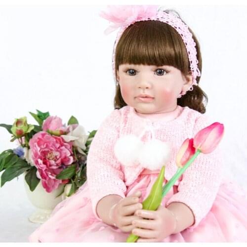 New 22" Handmade Vinyl Silicone Reborn Baby Dolls Lifelike Doll Girl Gift Toys for Girls Baby Doll Cartoon Educational DIY Toy
