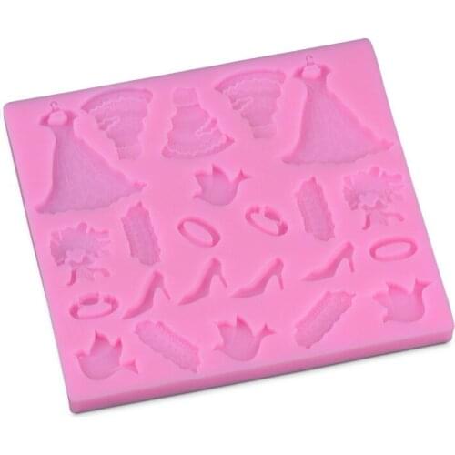 New Arrival Wedding Dress, High Heels Shape 3D Silicone Cake Mold Fondant Cake Tools For Cupcake D259