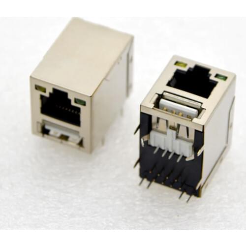 NEW RJ45 Network Connector Single-layer USB Socket Module With LED RJ45 Socket PCB Special Purpose Special Free Shipping