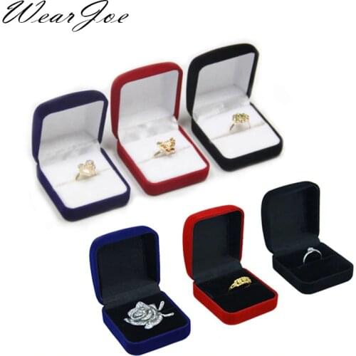 Bulk Engagement Ring Packaging Box Velvet Valentines Day Gift Wedding Ring Showcase Organizer Jewelry Stud Earrings Storage Box