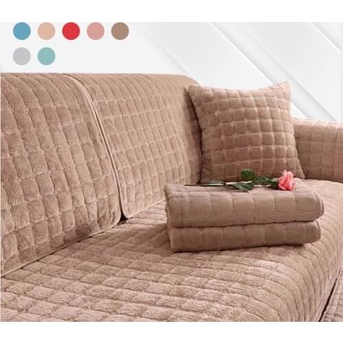 Solid Color Non-slip Sofa Cover Thicken Soft Plush Sofa Cushion Towel for Living Room Furniture Decor Slipcovers Couch Covers