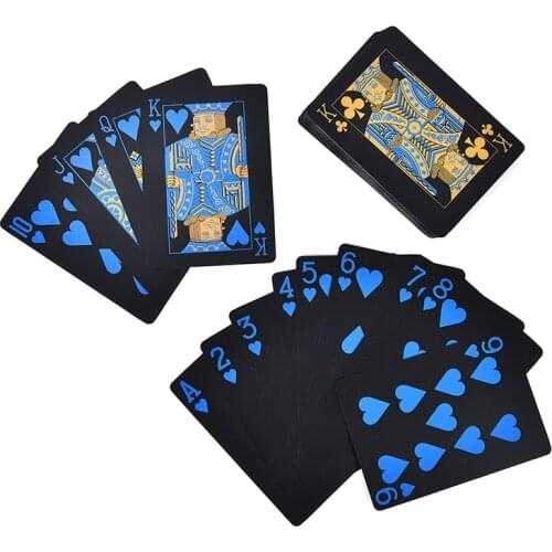 Wholesale Creative Gift Durable Poker Plastic PVC Poker Waterproof Black Playing Cards 55Pcs/Set