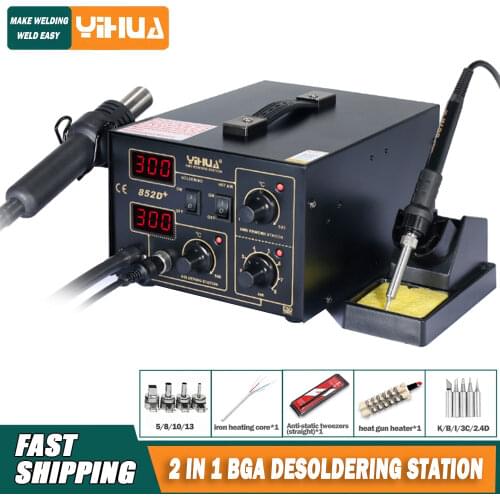 YIHUA 852D 852D+ Hot Air Soldering Station With Soldering Iron Heat Gun Tool BGA Welding Station SMD Desoldering Station