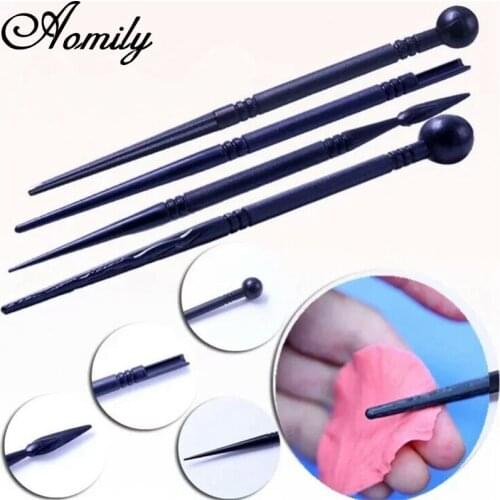 Aomily 4pcs/Set Plastic Fondant Flower Mold Cake Decorating Chocolate Carve Pottery Clay Shaping Tools Kitchen DIY Bakeware Mold