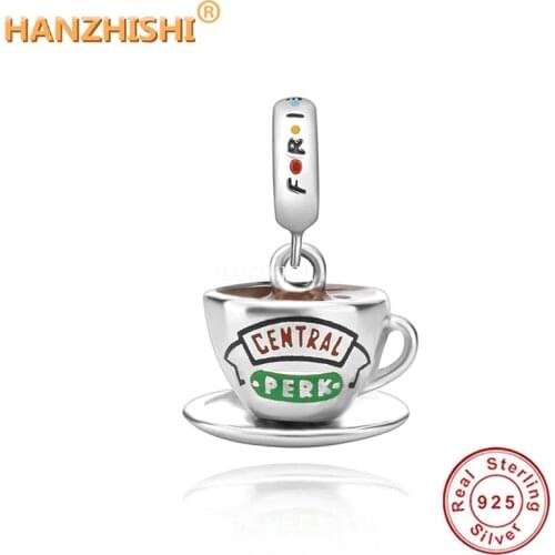 2021 Spring Collection New 925 Sterling Silver Coffee Cup Dangle Charms Beads Fit Original Pandora Charm Bracelet DIY Jewelry