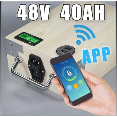 App 48V 40Ah Electric Bicycle LiFePO4 Battery + BMS ,Charger Bluetooth GPS control 5V USB Port Pack scooter electric bike