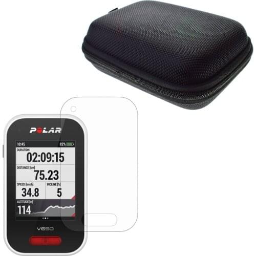 Clear LCD Screen Protector Guard Cover Shield Film + Outdoor Protect Case Portable Bag for Road/Mountain Cycling GPS Polar V650