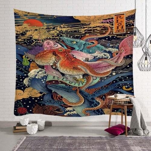 Psychedelic Octopus Tentacles Tapestry Ocean Modern Art Wall Hanging Decor