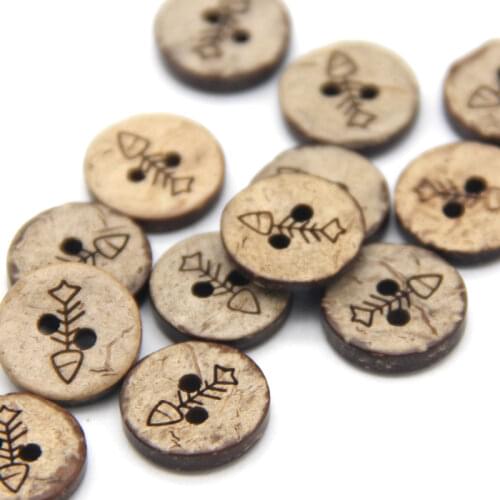 HENGC 13mm Animal Fish Natural Wood Coconut Buttons For Scrapbooking Children Shirt DIY Crafts Decorative Accessories Wholesale
