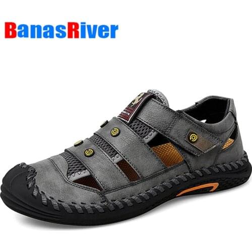 2022 Classic Mens Sandals Summer Soft Comfortable Shoes Leather Big Size Soft Outdoor Casual Shoes Handmade Breathable Walking