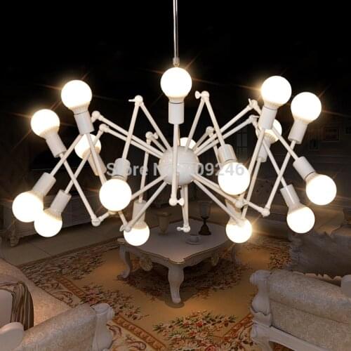 Modern 8/12/16 Edison Industrial Spider Chandelier Lamp Loft Droplight Creative Light Ceiling Pendant ChandelierWhite/Black/Red