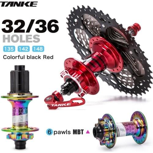 TANKE 32 holes MTB Bike Hub Sealed Bearing 6 paws 72 clicks Aluminum Alloy disc brake front and rear 135mm Quick Release/142mm T
