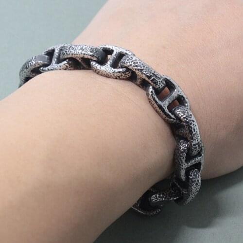 12MM Wide 316L Stainless Steel Cast Metal Chain Link Man Bracelets Vintage Mens Boys Jewellery Accessories Bracelet Gifts For Me