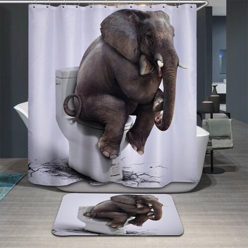 3D Elephant Tiger Animal Printing Shower Curtain Waterproof Lion Bathroom Curtains Polyester cortina ducha with Hooks Curtains
