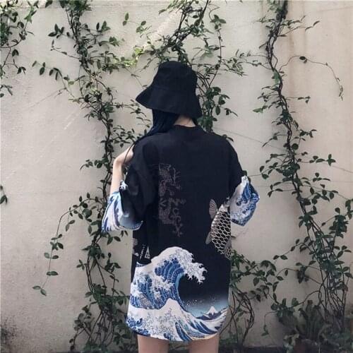 Kimono cardigan Womens tops and blouses Japanese streetwear women tops summer 2019 long shirt female ladies blouse women AA001