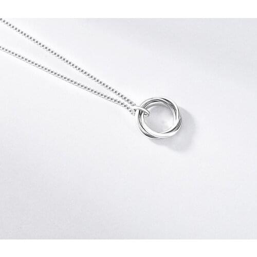 SHANICE Genuine S925 Sterling Silver Round Circles Geometric Pendant Necklaces for Women Sterling Silver Jewelry