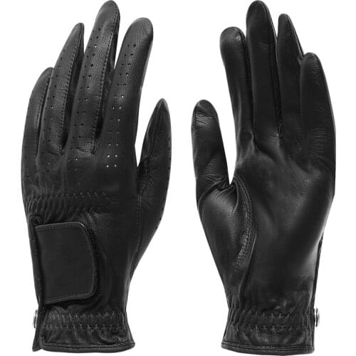 1 pc Black Mens Left Hand Soft Cabretta Leather Breathable Golf Gloves All Weather Grip Sports Glove