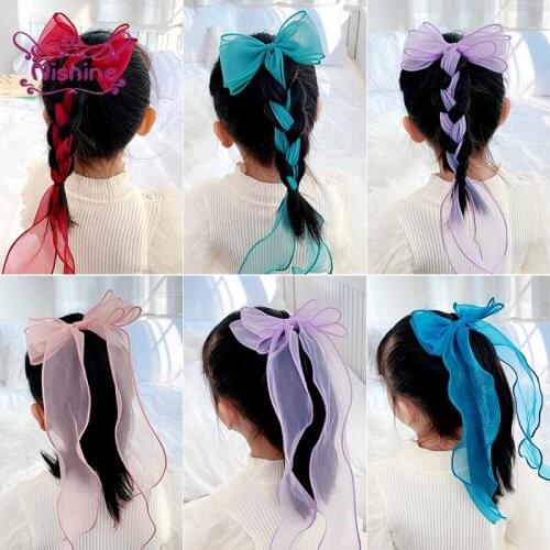 1 PCS Solid Color Lace Ribbon Bowknot Children Hair Clip Cute Princess Headwear DIY Toddler Ponytail Hairpin Clothing Decoration