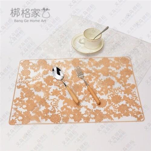 10pcs Lace flower Placemats Waterproof Non Slip Table Mats Heat-insulated Pad Coaster Home Dinner Placemat wedding Decoration