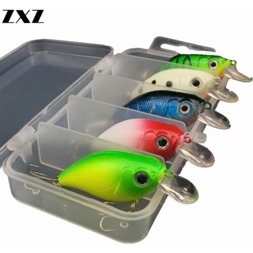 5pcs 5.5cm 7g Artificial Small Fatty Fishing Lures Profile Loud Sound Shallow Top Water Wobble Lifelike Painting Fake Lure Japan