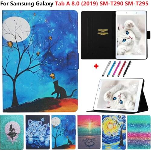 For Samsung Galaxy Tab A 8.0 2019 Case Wallet Flip Stand Case Coque for Samsung SM-T290 SM-T295 8 inch Cover Tablet Funda Girls