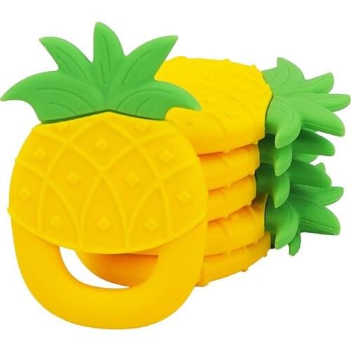 Chenkai 5pcs Silicone Pineapple Teether Food Grade DIY Pacifier Dummy Teething Infant Smoothing Sensory Bite Toys Accessories
