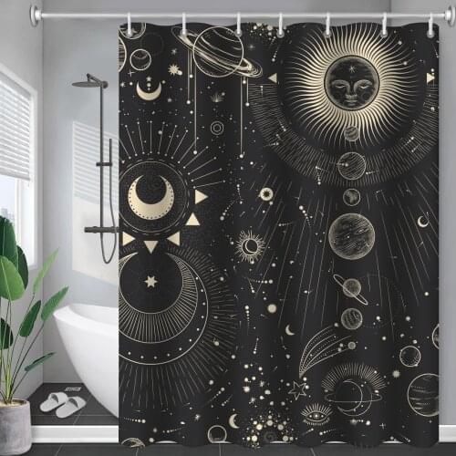 Constellation Fabric Shower Bathroom Curtain Blush Sun and Moon Phrase Modern Abstract Mysticism Bath Curtains Waterproof Cloth
