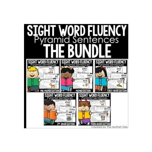 220 English Sight Words Fluency (Pyramid Sentences) GOOGLE SLIDES/ DISTANCE Learning PDF Electronic File