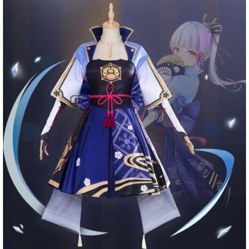 Genshin Impact Kamisato Ayaka Dress Uniform Outfit Game Halloween Party Customize Cosplay Costumes For Women