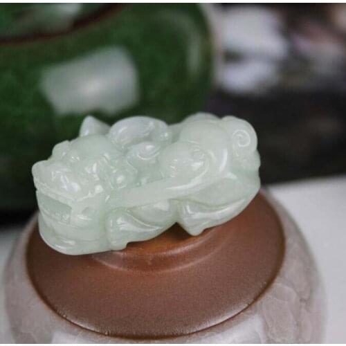 Fine Jewelry Carvings Symbolize Prosperity And Blessing Of The Emerald Jade Pendant Women Men Necklace Free certificate