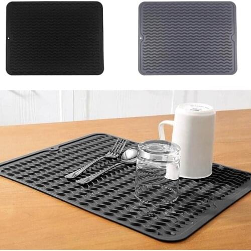 Drip mat silicone heat-resistant dry mat non-slip 40x30 cm dishwashing mat drip mat place mats gray