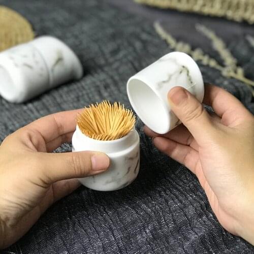Ceramic Marble Toothpick Holder Kitchen Utensils Decoration Portable Box Stand Dispenser for Toothpicks Dining Table Restaurant