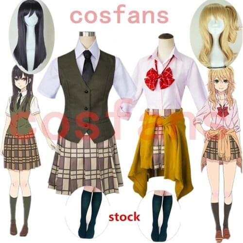 Anime Citrus Cosplay Costume Aihara Yuzu / Aihara Mei Uniform Outfit Necktie Shirt Skirt Vest / Sweater Stockings wigs in stock