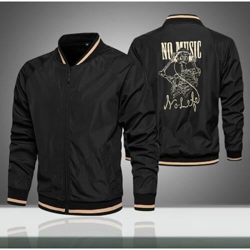 Autumn New Jacket Men Casual Bomber Jackets Solid Zipper Printing Designer Mens Windbreaker Coats Stand Collar Hip Hop Steetwear