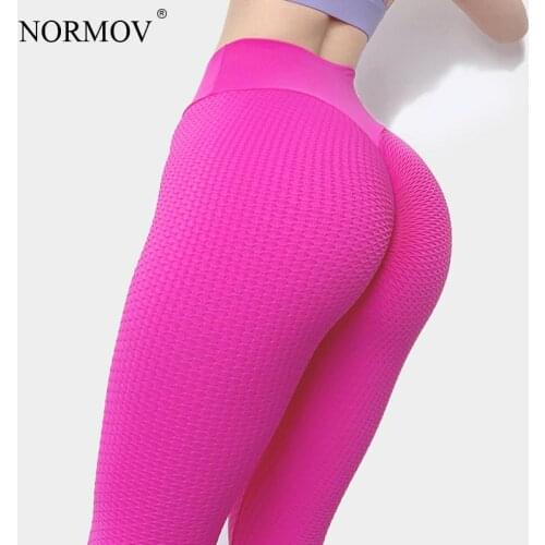 NORMOV Push Up Leggings Women Gym Fitness High Waist Butt Scrunch Bright Color Workout Sports Tight Training Legging Women