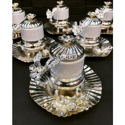 Metal Japanese Rose elegant trend 12 piece 6 personality Coffee Cup Pad Turkish Greek Coffee Sets Espresso Cups