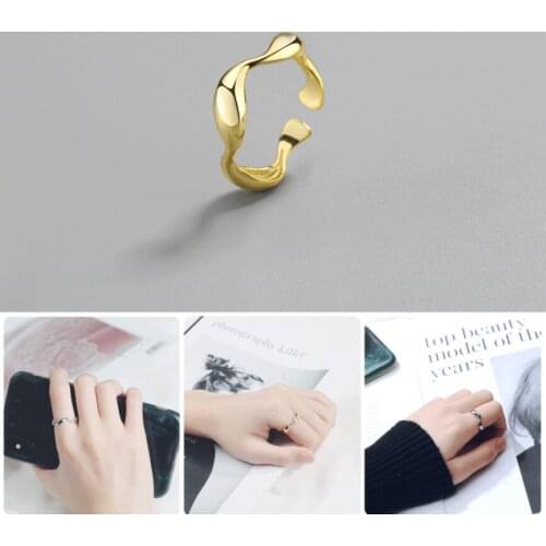 Fashion Simple Cute Irregular Geometric Distort Cross Adjustable Ring Gold Color Trendy unique Jewelry For Romantic Women Girls