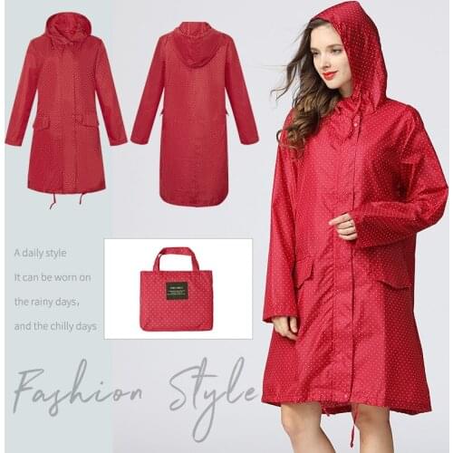 Fashion Rain Cover Women Waterproof Windproof Hood Long Raincoat Women With Hood Sleeves and Pocket