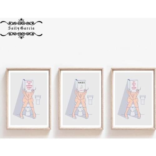 Fashion Toilet Poster Vogue Quotes Funny Wall Art Pictures for Restroom Interior Decor Sexy Woman Canvas Painting Nordic Prints