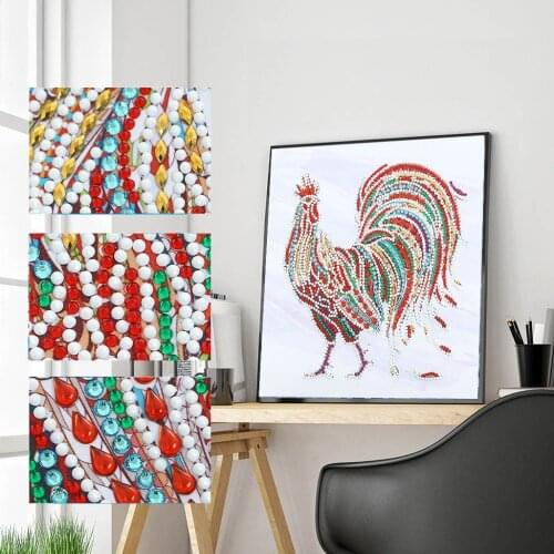 5D DIY Diamond Painting Adults' Paint-by-Number Kit DIY Rooster Brightly Colored 5D Luminous Diamond Creative Painting Series